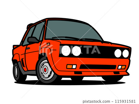 Retro Italian coupe red car illustration 115931581
