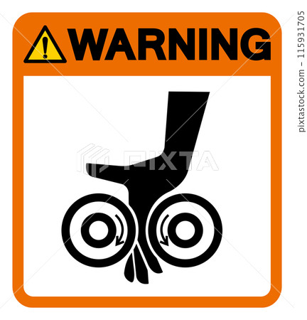 Warning Hand Entanglement Rollers Symbol Sign, Vector Illustration, Isolate On White Background Label .EPS10 Warning Hand Entanglement Rollers Symbol Sign, Vector Illustration, Isolate On White Background Label .EPS10 115931705