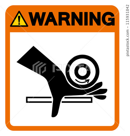 Warning Hand Crush Roller Pinch Point Symbol Sign, Vector Illustration, Isolate On White Background Label .EPS10 115931842