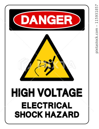 Danger High Voltage Electrical Shock Hazard Symbol Sign, Vector Illustration, Isolate On White Background Label .EPS10 Danger High Voltage Electrical Shock Hazard Symbol Sign, Vector Illustration, Isolate On White Background Label .EPS10 115931857