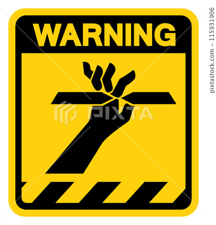 Cutting of Fingers Warning Sign, Vector Illustration, Isolate On White Background Label .EPS10 Cutting of Fingers Warning Sign, Vector Illustration, Isolate On White Background Label .EPS10 115931906