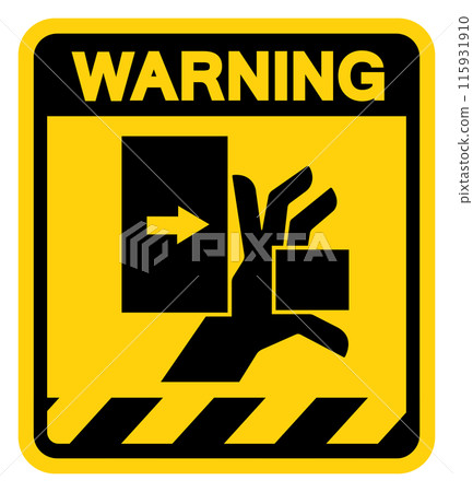 Hand Crush Force From Left Warning Sign, Vector Illustration, Isolate On White Background Label .EPS10 115931910