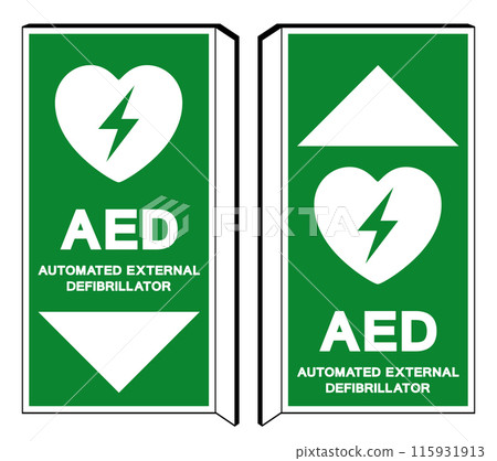 AED Automated External Defibrillator Symbol Sign, Vector Illustration, Isolate On White Background Label .EPS10 115931913