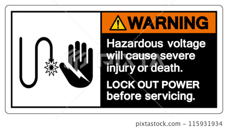 Warning Hazardous voltage will cause severe injury or death Symbol Sign, Vector Illustration, Isolate On White Background Label .EPS10 115931934