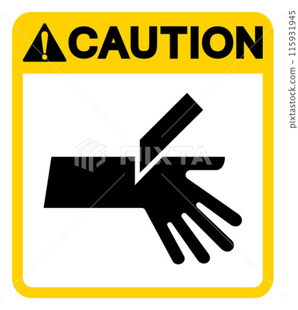 Caution Cutting Hand Symbol Sign, Vector Illustration, Isolate On White Background Label .EPS10 115931945