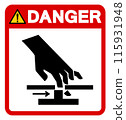 Danger Cutting of Hand Moving Parts Symbol Sign, Vector Illustration, Isolate On White Background Label .EPS10 115931948