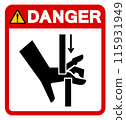 Danger Hand Crush Moving Parts Symbol Sign, Vector Illustration, Isolate On White Background Label .EPS10 115931949