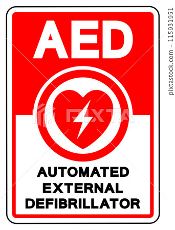 AED Automated External Defibrillator Symbol Sign, Vector Illustration, Isolate On White Background Label .EPS10 115931951