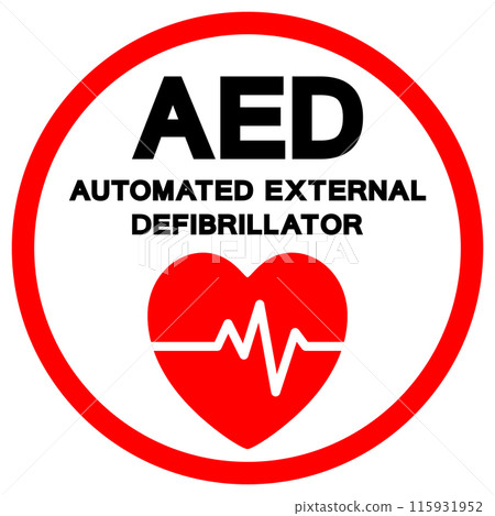 AED Automated External Defibrillator Symbol Sign, Vector Illustration, Isolate On White Background Label .EPS10 AED Automated External Defibrillator Symbol Sign, Vector Illustration, Isolate On White Background Label .EPS10 115931952