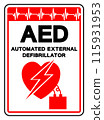 AED Automated External Defibrillator Symbol Sign, Vector Illustration, Isolate On White Background Label .EPS10 115931953