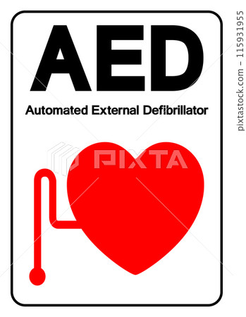 AED Automated External Defibrillator Symbol Sign, Vector Illustration, Isolate On White Background Label .EPS10 115931955