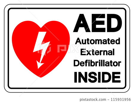 AED Automated External Defibrillator Inside Symbol Sign, Vector Illustration, Isolate On White Background Label .EPS10 115931956