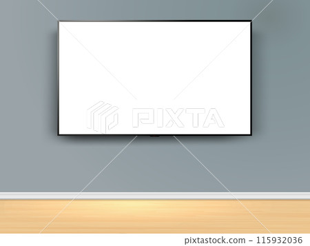 Modern smart oled tv hanging on wall. 115932036