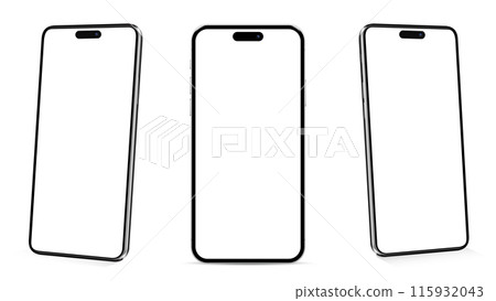 Realistic smartphones. Smartphone blank screens, phones mockup. Realistic smartphones. Smartphone blank screens, phones mockup. 115932043