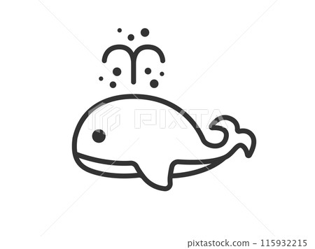 Illustration of a spouting whale icon (line drawing) Illustration of a spouting whale icon (line drawing) 115932215