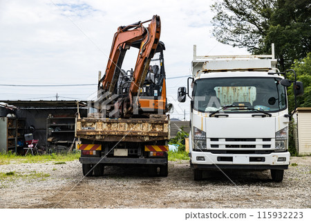 Heavy equipment backhoe and industrial waste collection vehicle Heavy equipment backhoe and industrial waste collection vehicle 115932223