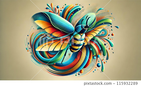 A fantastic insect with rainbow-colored wings 115932289