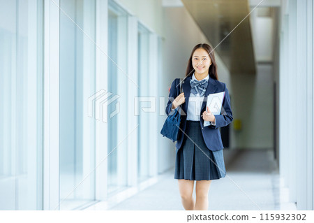 High school student, female, walking High school student, female, walking 115932302