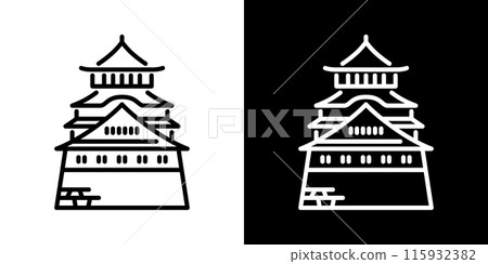 簡單的小倉城堡線圖標 簡單的小倉城堡線圖標 115932382