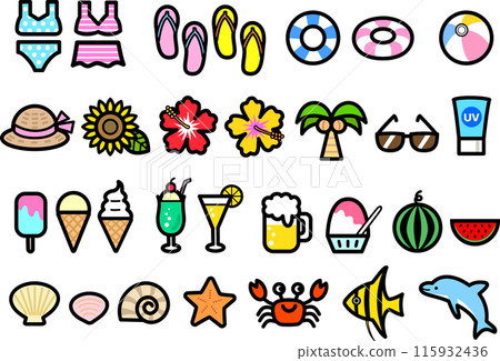 Swimming icon set (color) 115932436