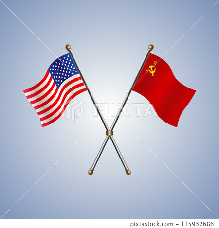 United States and USSR flags relations 115932686