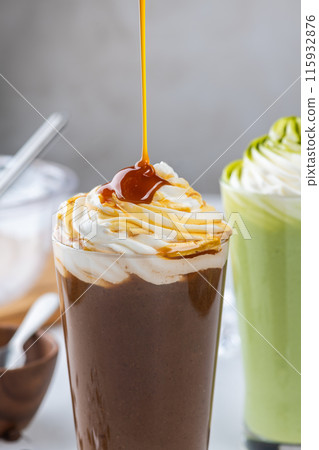 Caramel frappe with caramel syrup Caramel frappe with caramel syrup 115932876