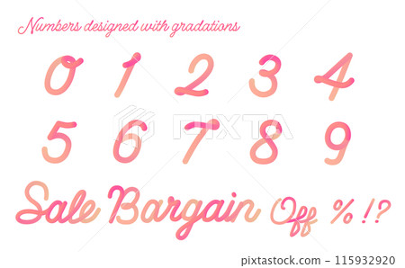 Vector gradient numbers in pink 115932920