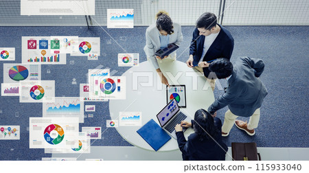 Multinational business people meeting and business data 115933040