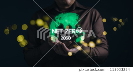 ESG for Environment Social and Governance,net zero 2050,human are raising the planet to save energy,and reduce global warming,idea for environment conscious business,reducing greenhouse gas emissions. 115933254
