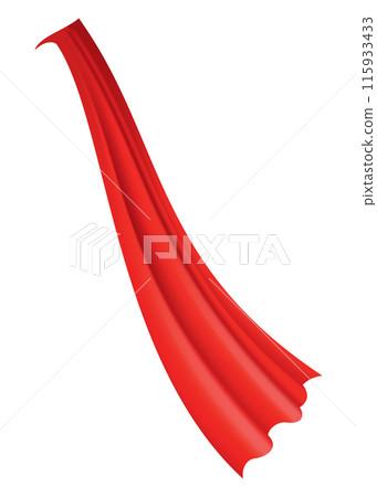 Woman superhero silhouette costume element. Scarlet fabric silk cloak. Mantle costume or cover cartoon vector illustration Woman superhero silhouette costume element. Scarlet fabric silk cloak. Mantle costume or cover cartoon vector illustration 115933433