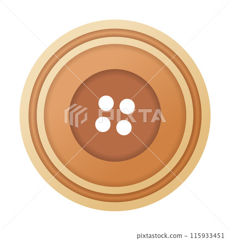 Sewing button icon, isolated on white. Circular button for clothes, art or crafts. Fashion and needlework. Vector isolated illustration 115933451