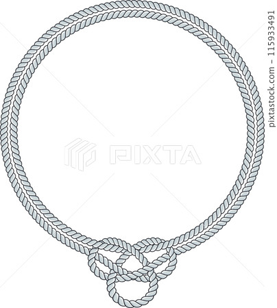 Round rope frame isolated on white background. Twisted cord 115933491