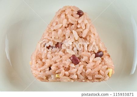 Japanese red rice balls on a white plate 115933871