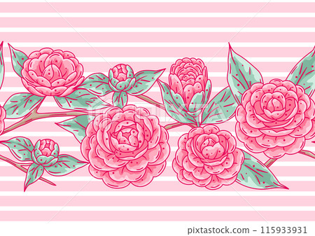 Pattern with camellia flowers. Beautiful decorative plants. Pattern with camellia flowers. Beautiful decorative plants. 115933931