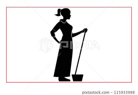 House Keeper vector silhouette, Cleaning Silhouette Maid House Keeper vector silhouette, Cleaning Silhouette Maid 115933998