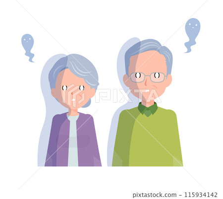 Elderly senior couple man and woman. Despair, shocked expression. 115934142