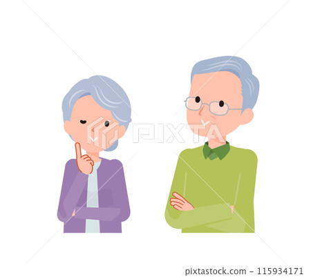 老人高級夫婦男人和女人。讓您對正在考慮的場景感覺良好的外觀。 115934171