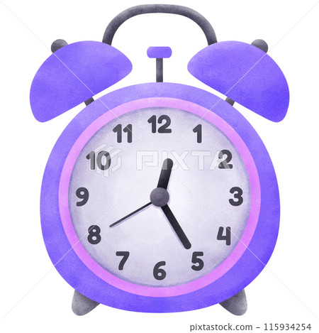 purple Alarm clock watercolor clipart 115934254