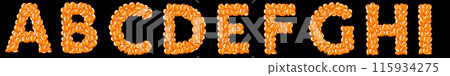 Orange letter R from helium balloons part of English alphabet. 115934275