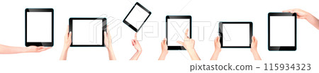 Touch screen tablet computer with hand 115934323