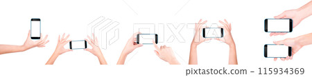Hand holding Black Smartphone with blank screen Hand holding Black Smartphone with blank screen 115934369