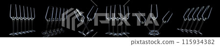Empty luxury champagne glasses isolated on a black background 115934382