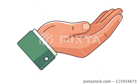 Extended hand symbol of receiving 115934673