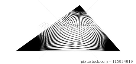 Perspective view to geometric triangle shape with lines as modern design element, logo or icon. 115934919