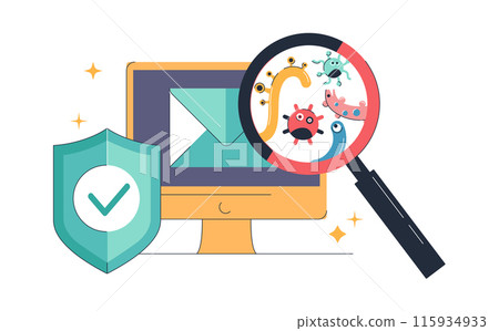 Cyber Fraud Awareness Illustration - Colorful Flat Vector Design for Security Campaigns and Educational Materials 115934933