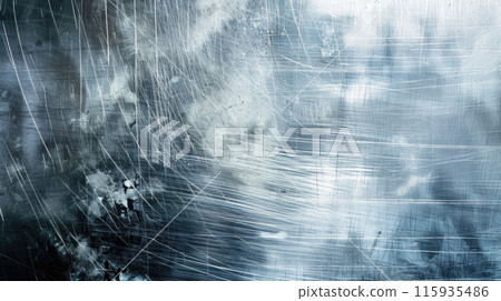 Old stainless steel plate, abstract metal texture background, vintage silver sheet with dirt and scratches. Concept of worn iron leaf, grunge, material 115935486