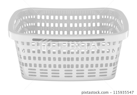 Empty Laundry basket plastic, white color. 3D rendering Empty Laundry basket plastic, white color. 3D rendering 115935547