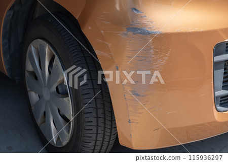 damaged car bumper damaged car bumper 115936297