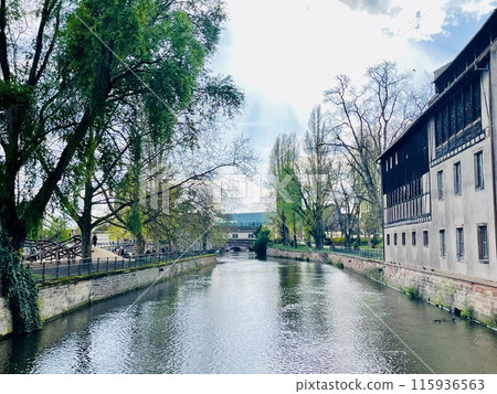 Beautiful travel landscape in Strasbourg., France on a sunny day. Beautiful travel landscape in Strasbourg., France on a sunny day. 115936563