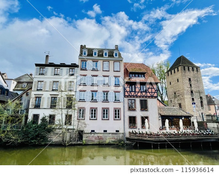 Beautiful travel landscape in Strasbourg., France on a sunny day.  115936614